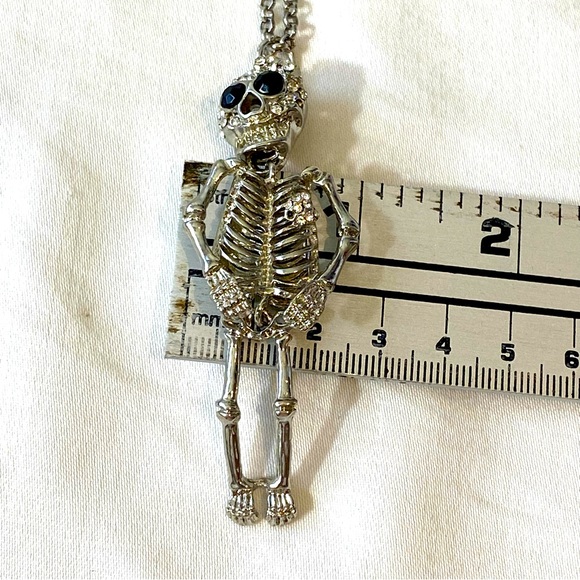 Pier 1 Imports Crystal Skeleton Necklace Jointed Head Legs - Picture 5 of 8